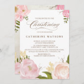 Romantic Waterverf Flowers Christening Foto Kaart (Voorkant / Achterkant)