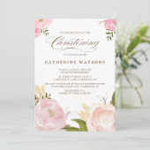 Romantic Waterverf Flowers Christening Uitnodiging (Staand voorkant)