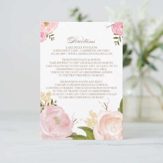 Romantic Waterverf Flowers Direction Kaart (Staand voorkant)