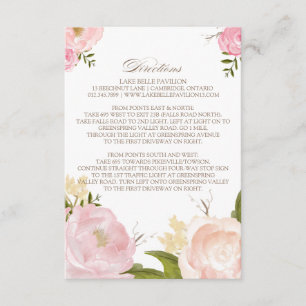 Romantic Waterverf Flowers Direction Kaart