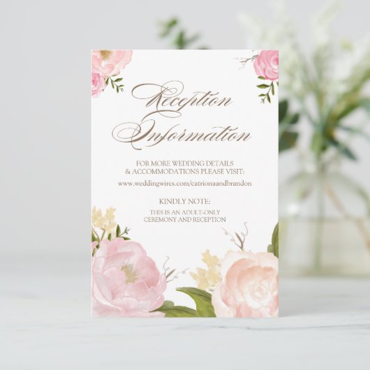 Romantic Waterverf Flowers Reception Kaart (Staand voorkant)