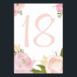 Romantic Waterverf Flowers Table Numbers Card Kaart<br><div class="desc">Whimsical-getallen met prachtige waterverf illustraties van pinda's en roos. Dit is een deel van een trouwsuite. Overeenkomende objecten zijn beschikbaar.</div>