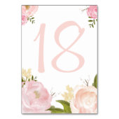 Romantic Waterverf Flowers Table Numbers Card Kaart (Voorkant)