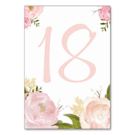 Romantic Waterverf Flowers Table Numbers Card Kaart