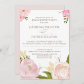 Romantic Waterverf Flowers Verloving Uitnodiging (Voorkant / Achterkant)