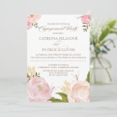 Romantic Waterverf Flowers Verloving Uitnodiging (Staand voorkant)