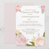 Romantic Waterverf Flowers Verloving Uitnodiging (Voorkant / Achterkant)