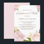 Romantic Waterverf Flowers Verloving Uitnodiging<br><div class="desc">verlovingspartijuitnodiging met handgetekende illustraties van roze pinda's van de waterverf. Vergelijkbare objecten en overeenkomende objecten zijn beschikbaar in mijn winkel.</div>