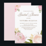 Romantic Waterverf Flowers Vrijgezellenfeest Invit Kaart<br><div class="desc">bruiddoucheuitnodiging met handgetekende illustraties van roze pinda's van de waterverf. Vergelijkbare objecten en overeenkomende objecten zijn beschikbaar in mijn winkel.</div>