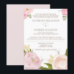 Romantic Waterverf Flowers Wedding Invitation V Kaart<br><div class="desc">Whimsical-uitnodiging met prachtige waterverf illustraties van pinda's en roos. Dit is een deel van een trouwsuite. Overeenkomende objecten zijn beschikbaar.</div>
