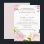 Romantic Waterverf Flowers Wedding Invitation V Kaart<br><div class="desc">Whimsical-uitnodiging met prachtige waterverf illustraties van pinda's en roos. Dit is een deel van een trouwsuite. Overeenkomende objecten zijn beschikbaar.</div>