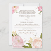 Romantic Waterverf Flowers Wedding Invitation V Kaart (Voorkant)