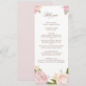 Romantic Waterverf Flowers Wedding Menu Kaart (Voorkant / Achterkant)