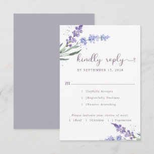 Romantic Waterverf Lavender Floral   Keuze uit maa RSVP Kaartje