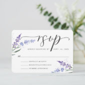 Romantic Waterverf Lavender Floral RSVP Kaartje (Staand voorkant)