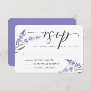 Romantic Waterverf Lavender Floral RSVP Kaartje