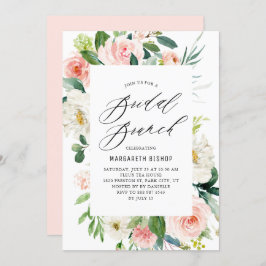 Romantic Waterverf Peach Florals Bridal Brunch Kaart