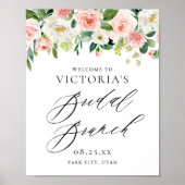 Romantic Waterverf Peach Florals Bridal Brunch Poster (Voorkant)