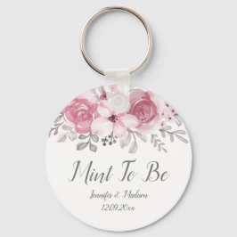 Romantic Waterverf Pink Florals de heer & Mrs Wedd Sleutelhanger