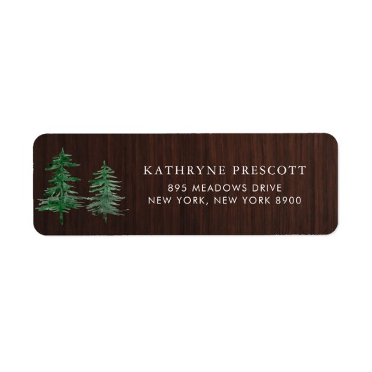 Romantic Waterverf Woodland Forest Rustic Wood Etiket (Voorkant)