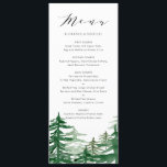 Romantic Waterverf Woodland Menu Kaart<br><div class="desc">Het themakaart van het bos met groene waterverf en bergen. Deze grillige menukaart is perfect voor lente-,  herfst- en winterevenementen. Dit zal ook perfect zijn voor themaevenementen voor bossen en bosgebieden. Overeenkomende objecten zijn beschikbaar.</div>