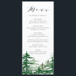 Romantic Waterverf Woodland Menu Kaart<br><div class="desc">Het themakaart van het bos met groene waterverf en bergen. Deze grillige menukaart is perfect voor lente-,  herfst- en winterevenementen. Dit zal ook perfect zijn voor themaevenementen voor bossen en bosgebieden. Overeenkomende objecten zijn beschikbaar.</div>