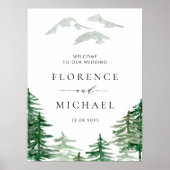 Romantic Waterverf Woodland Weddenschap Welkomstte Poster (Voorkant)