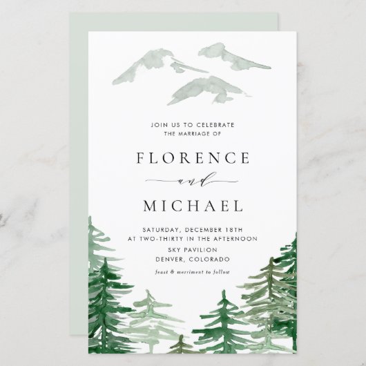 Romantic Waterverf Woodland Wedding (Voorkant / Achterkant)