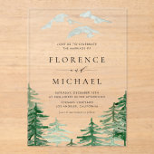 Romantic Waterverf Woodland Wedding Acryl Uitnodigingen (Voorkant)