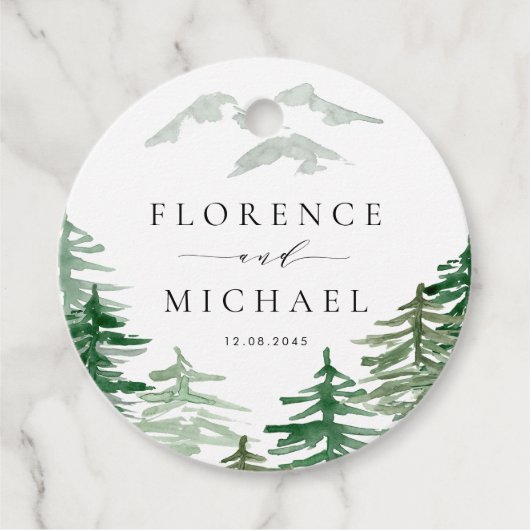 Romantic Waterverf Woodland Wedding Bedankjes Labels (Voorkant)