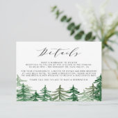 Romantic Waterverf Woodland Wedding Details Kaart (Staand voorkant)