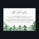Romantic Waterverf Woodland Wedding Details Kaart<br><div class="desc">De trouwgegevens van het bos met de vermelding van de groene waterverf en de bergen. Deze luxe detailkaart is perfect voor lente-,  herfst- en winterbruiloften. Dit zal ook perfect zijn voor de woudbos- en boerenthemabruiloften. Overeenkomende objecten zijn beschikbaar.</div>
