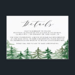 Romantic Waterverf Woodland Wedding Details Kaart<br><div class="desc">De trouwgegevens van het bos met de vermelding van de groene waterverf en de bergen. Deze luxe detailkaart is perfect voor lente-,  herfst- en winterbruiloften. Dit zal ook perfect zijn voor de woudbos- en boerenthemabruiloften. Overeenkomende objecten zijn beschikbaar.</div>