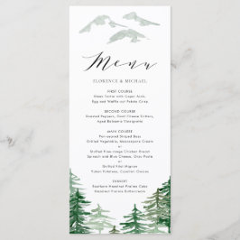 Romantic Waterverf Woodland Wedding Menu Kaart