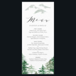 Romantic Waterverf Woodland Wedding Menu Kaart<br><div class="desc">Het themakaart van het bos met groene waterverf en bergen. Deze whimsical-menukaart is perfect voor de themaevenementen voor bossen en bosgebieden. Overeenkomende objecten zijn beschikbaar.</div>