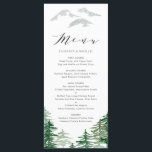 Romantic Waterverf Woodland Wedding Menu Kaart<br><div class="desc">Het themakaart van het bos met groene waterverf en bergen. Deze whimsical-menukaart is perfect voor de themaevenementen voor bossen en bosgebieden. Overeenkomende objecten zijn beschikbaar.</div>