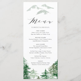 Romantic Waterverf Woodland Wedding Menu Kaart