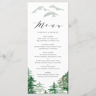 Romantic Waterverf Woodland Wedding Menu Kaart