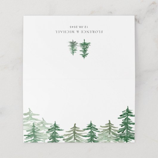 Romantic Waterverf Woodland Wedding Plaatskaartje (Buitenkant ongevouwen)