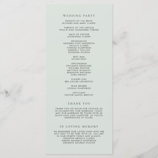 Romantic Waterverf Woodland Wedding Programmakaart (Achterkant)