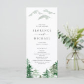 Romantic Waterverf Woodland Wedding Programmakaart (Staand voorkant)