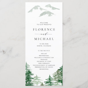 Romantic Waterverf Woodland Wedding Programmakaart