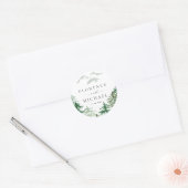 Romantic Waterverf Woodland Wedding Ronde Sticker (Envelop)