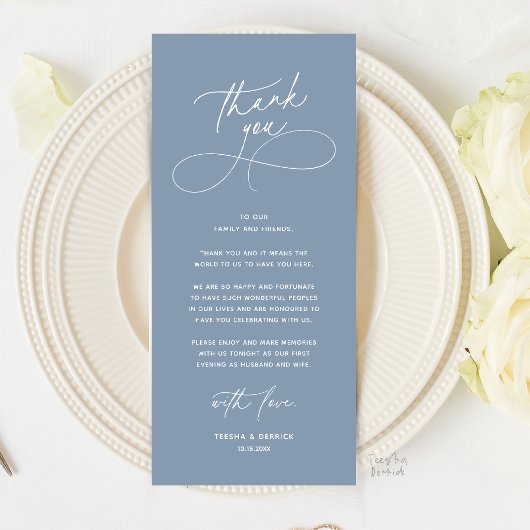 Romantic Wed Dinner Place Setting Thank You Card Programmakaart