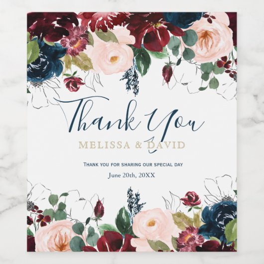 Romantic Weddenschap Flower Wine Bottle Stickers (Enkel label)