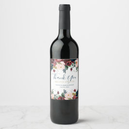 Romantic Weddenschap Flower Wine Bottle Stickers