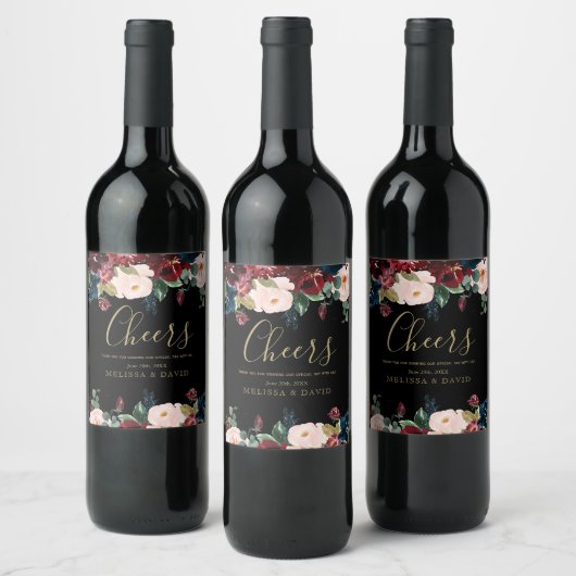 Romantic Weddenschap Flower Wine Bottle Stickers (Flessen)