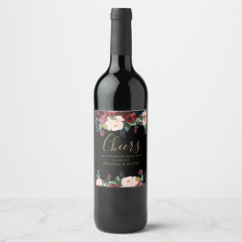 Romantic Weddenschap Flower Wine Bottle Stickers
