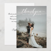 Romantic Weddenschap Manuscript Bedankt Foto Kaart (Voorkant / Achterkant)