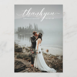 Romantic Weddenschap Manuscript Bedankt Foto Kaart